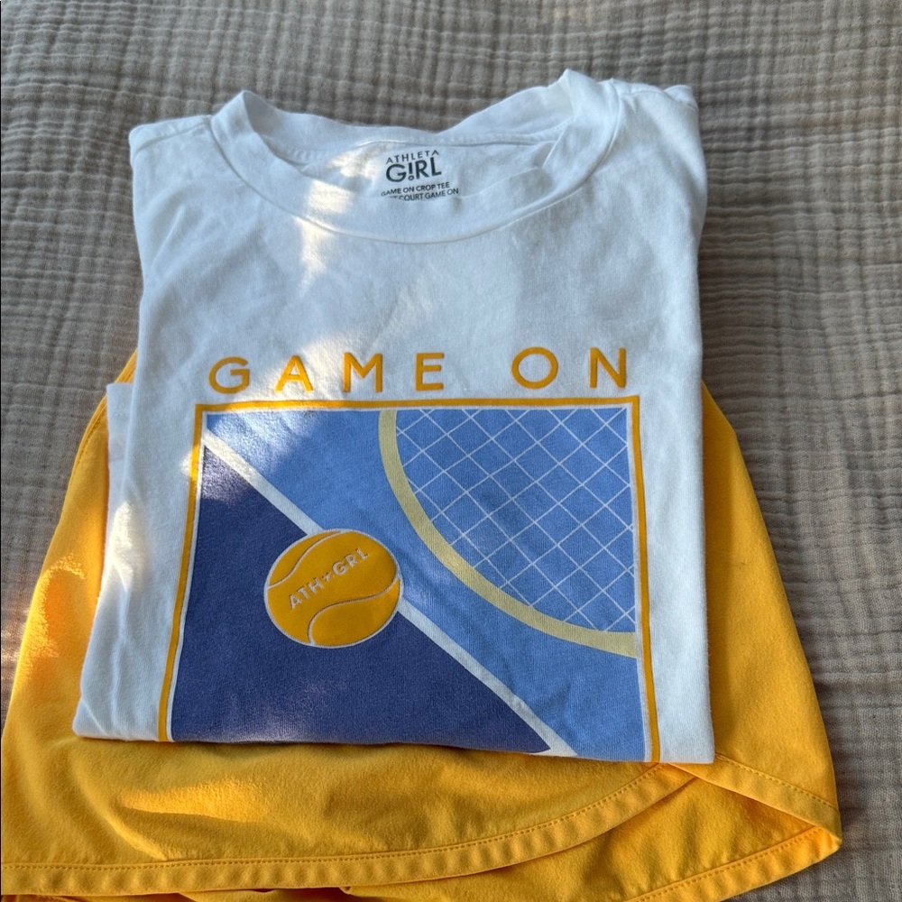 Athleta White and Yellow Graphic Tee